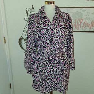 Victoria's Secret Leopard Print Women's Robe - Pink and Black